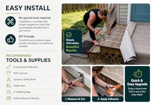 d-c-fix Outdoor Flooring Roll - Grey Oak Wood - 6' x 12', 72 sq.ft - ...