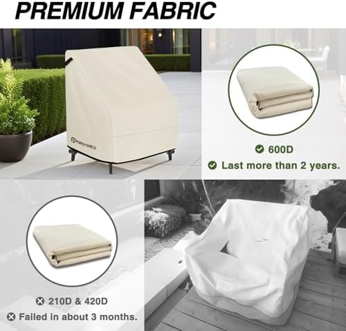 Porch Shield Waterproof Patio Chair Cover 2 Pack 34W x 37D x 36H in, Beige