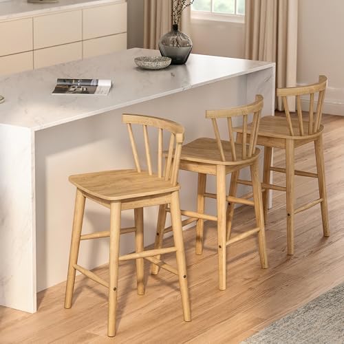 Modern Bar Stools Set of 2, 24" Wooden Counter Height Barstools, Modern ...