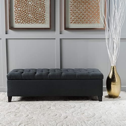 Christopher Knight Home Ottilie Fabric Storage Ottoman, Dark Grey Dimensions:...