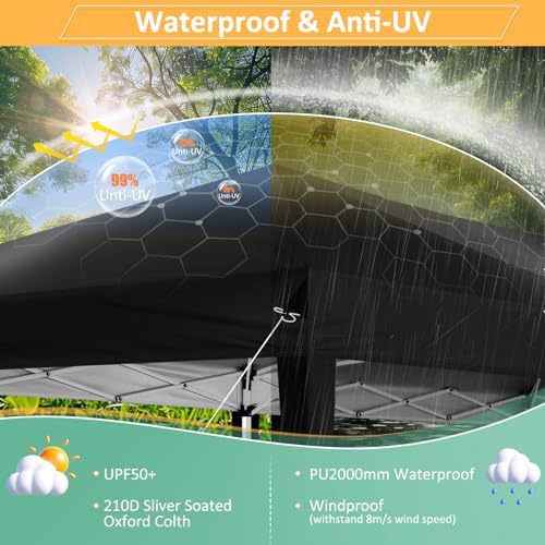 COBIZI 10x20 Canopy Tents for Parties 10x20ft Easy Setup Pop up Tents with Si...