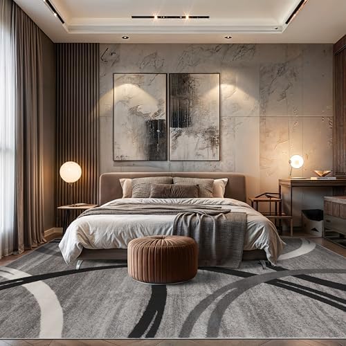 Rugshop Wavy Circles Fade-Resistant Living Room Area Rug Gray 12' x 15'