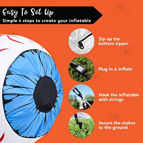 Joiedomi 3Ft Halloween Inflatable Large Set of Eyes, Light Up Eyeball with Bu...