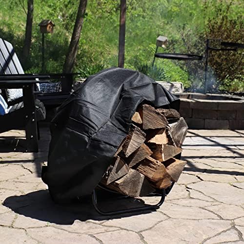 Sunnydaze Outdoor Firewood Rack with Cover, Heavy-Duty Steel, 24” Diameter