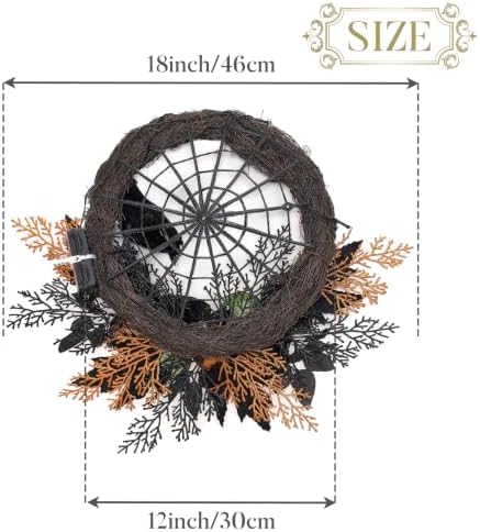 Valery Madelyn 18" Pre-Lit Halloween Wreath for Front Door Decor
