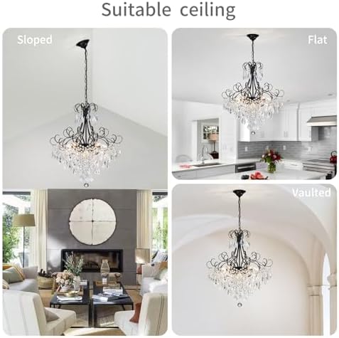 WUZUPS Crystal Chandelier 10-Light Pendant Ceiling Light Modern Lighting Fixt...
