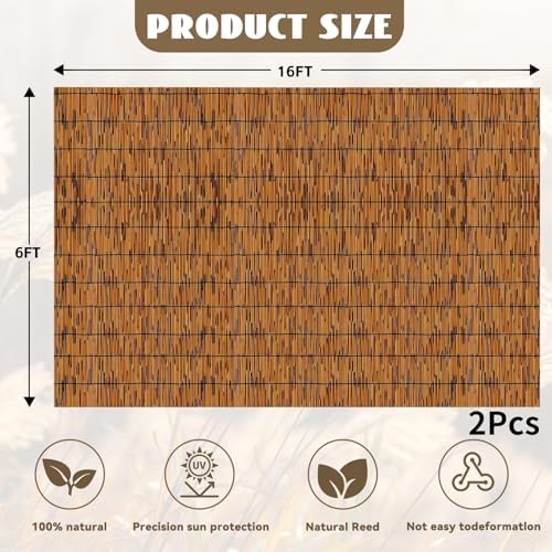 KOIUEYW Bamboo Reed Fencing, Light Russet Bamboo Fence Rolls 6ft High, Decora...