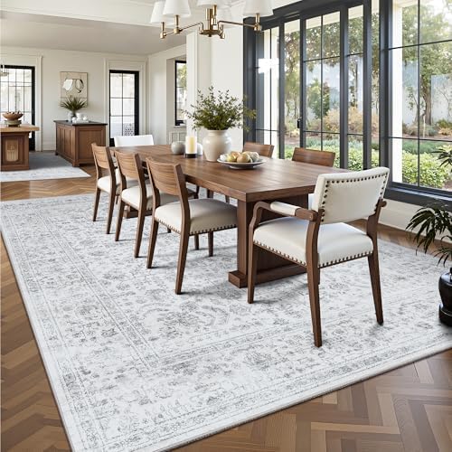 8x10 Area Rugs for Living Room, Washable Vintage Retro Floral Rug, Low Pile N...