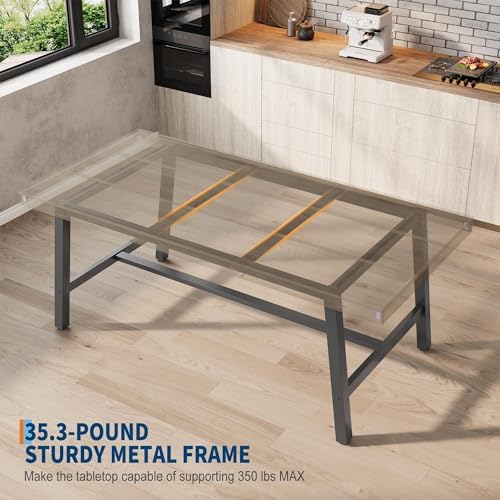 Garvee 71" Industrial Dining Table, Rectangular Kitchen Table, Grey
