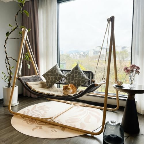 PURPLE LEAF 2-Seat Porch Swing with Stand Hanging Hammock Chair, Grey