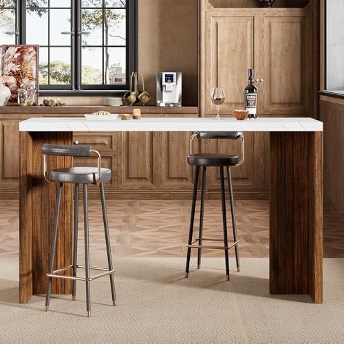 Bar Table for 4-6 People - 55” Long Counter Height Pub with Extra Thickened T...