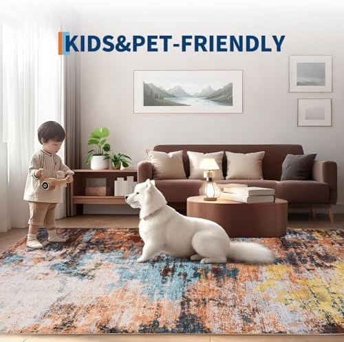 GarveeHome Abstract Area Rugs 5x7 Ultra-Soft Modern Indoor Carpet Yellow