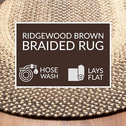 Super Area Rugs Braided Rug Round 8ft Farmhouse Kitchen Rug - Ridgewood Braid...