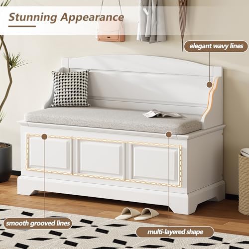 LUMISOL Shoe Storage Bench with Seating, 41.7” Farmhouse Entryway Bench with ...
