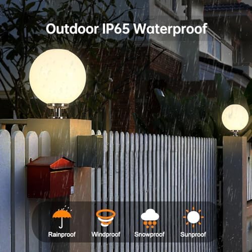 Globe Solar Post Lights Outdoor, 11.8" Waterproof Pillar Light, Column Lamp