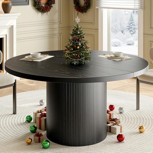 ONBRILL 47 Inch Round Dining Table for 4-6, Black