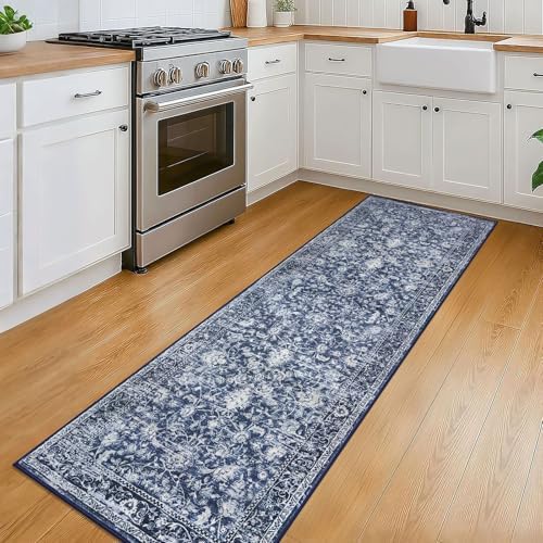 KILOCOCO Hallway Runner 2x6 Washable Runner Rug Non-Slip Kitchen Rug, Blue