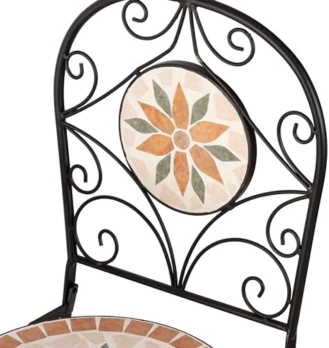 Alpine Corporation Indoor/Outdoor 3-Piece Mosaic Bistro Set Folding Table and...