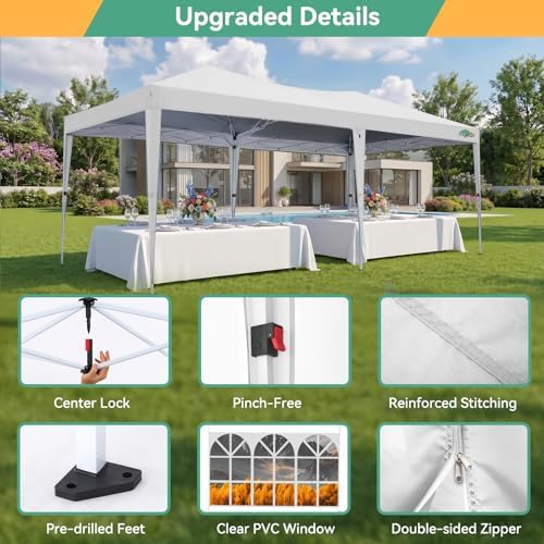 COBIZI 10x20 FT Pop up Canopy Tent with Sidewalls, Party Tents for Parties, C...