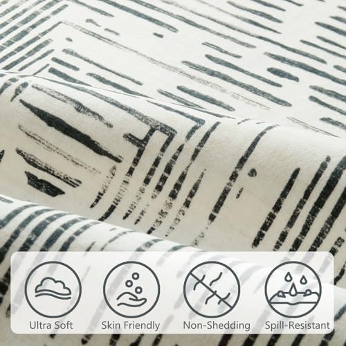 BLISSA Washable 5x8 Area Rug - Black White Throw Rugs for Living Room