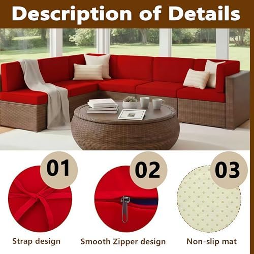 Patio Cushion Covers 14Pcs, Furniture Cushion Slipcovers Replacement