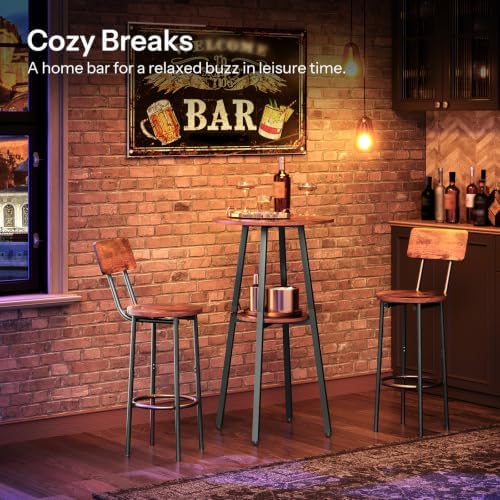HOOBRO 3 Pieces Round Bar Height Table and Chairs Set, Round Dining Table Set...
