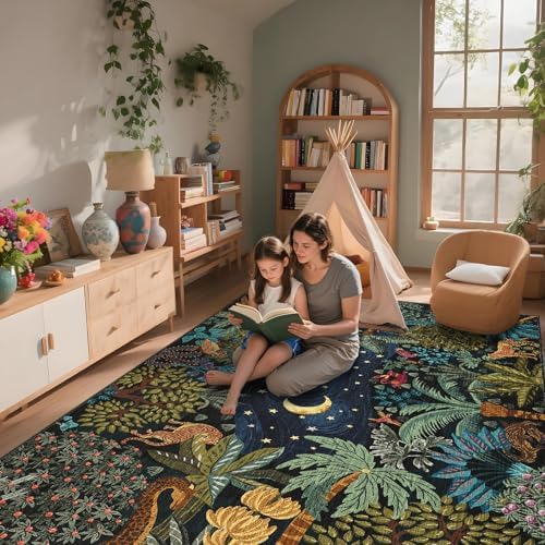 GarveeHome 6x9 Area Rug Jungle Green Washable Rugs for Living Room Bedroom, S...