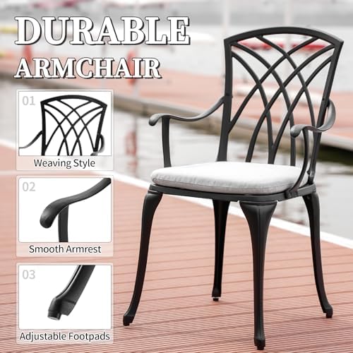 3 Piece Patio Bistro Set with Cushions, Outdoor Bistro Table and Chairs Set o...