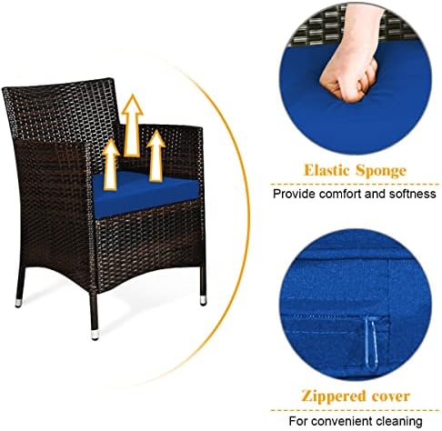 Tangkula 4-Piece Modern Patio Rattan Conversation Set, Outdoor Wicker Furnitu...