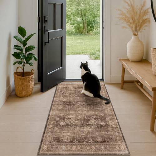 Boho Taupe Brown 3x5 Large Entryway Rug - Modern Vintage Traditional Eclectic...