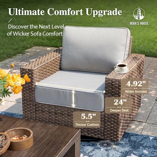 HERA'S HOUSE 4-Piece Patio Furniture Set with Wide Arm, Grey