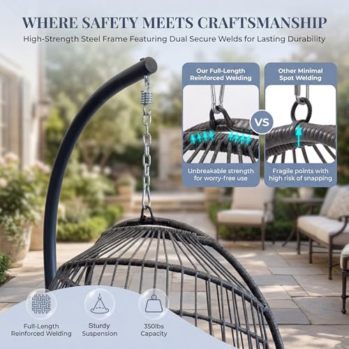 NICESOUL Swing Egg Chair Outdoor Indoor, Patio Wicker Hanging Egg Chairs with...