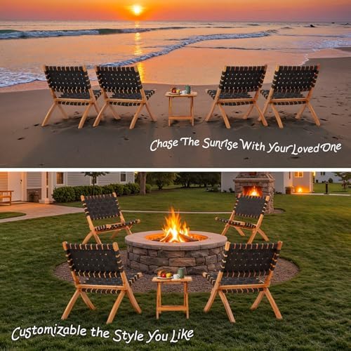 3 Piece Bistro Set, Acacia Wood Small Patio Furniture Set for 2