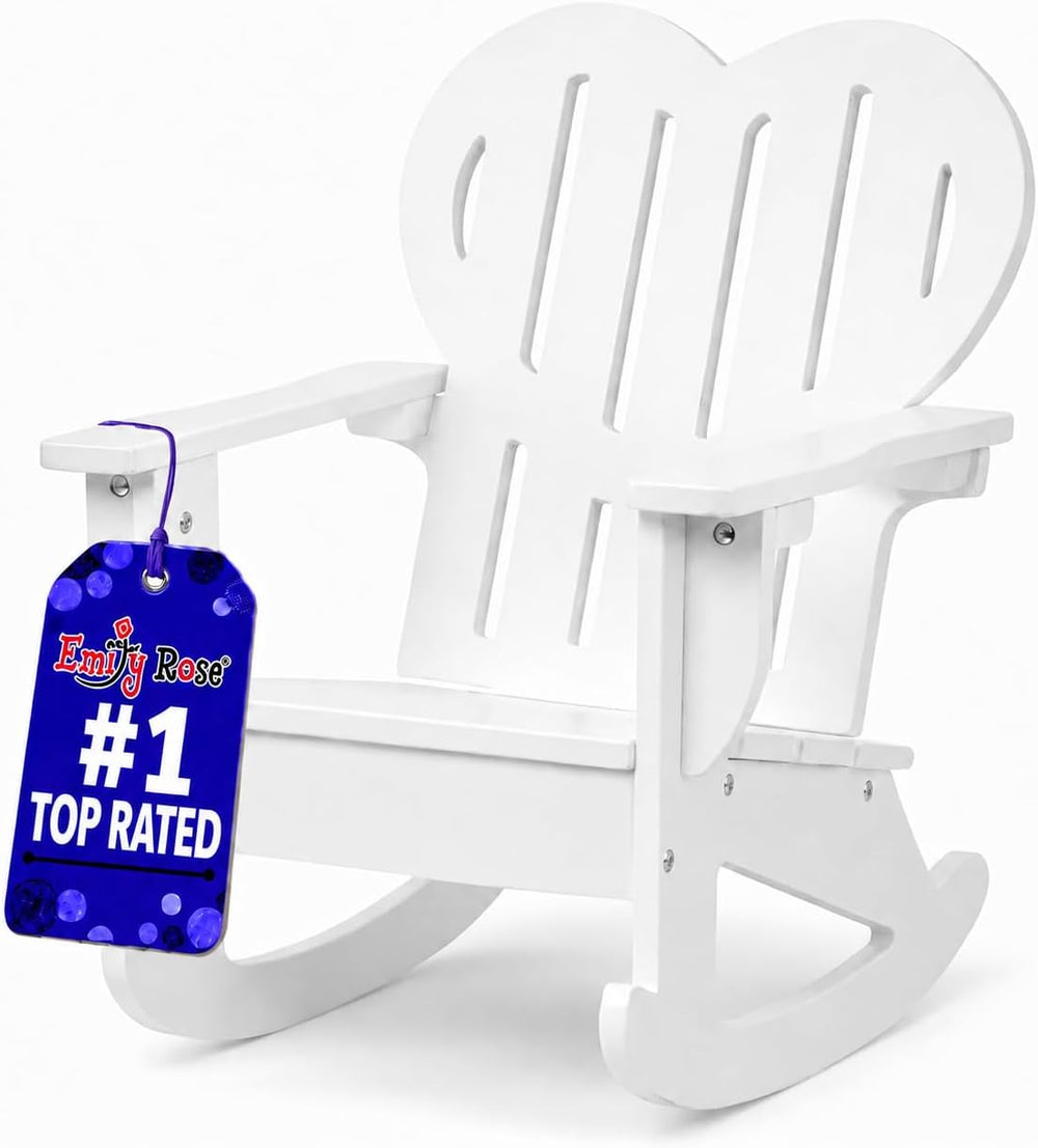 Emily Rose 18 Inch Doll Chair White Adirondack Rocking (No Doll)