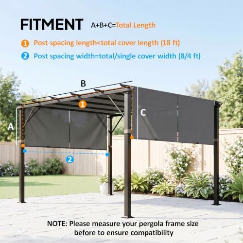 Outsunny 2 PCS 4 x 16ft Pergola Canopy Replacement, Dark Gray