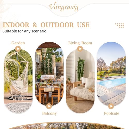Vongrasig Outdoor Wicker Egg Chair PE Rattan Chair with Cushion, Oversized Pa...