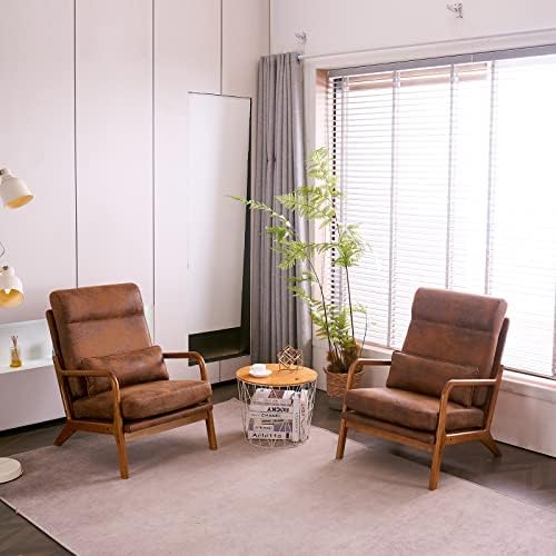 Karl home Accent Chair High Back Mid-Century Modern, Brown