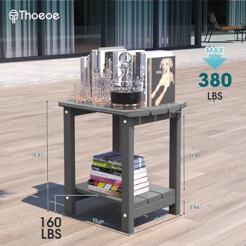 THOEOE Outside Side Table, Weather Resistant Grey