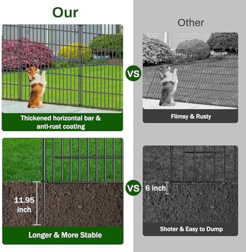 10 Panel No Dig Decorative Garden Fence with Gate 40"H x 23.6'L Dog ...