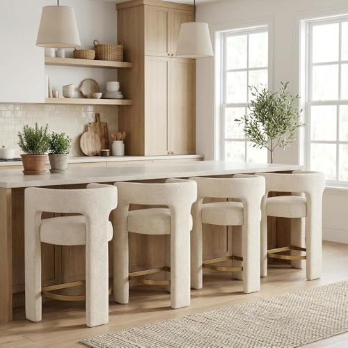 Jofran Gwen Natural Upholstered Counter Stool with Arms – Versatile Barstools...