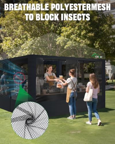 ACEPIC 10x10ft Mesh Sidewalls Kit for Canopy (Black, 4PCS Sidewalls Only)