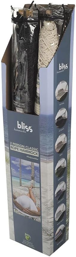 Bliss Hammocks 2-Person Hammock, Classic 80" x 60" Double Seater Ha...