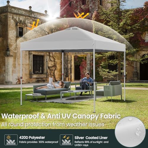 Shades 10x10 Pop Up Canopy with One Push Setup,Heavy Duty Beach Tent with Whe...