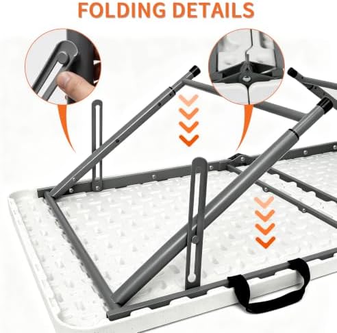 Folding Table 4 Foot, Heavy Duty Adjustable Height Folding Card Table Portabl...
