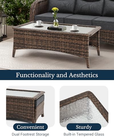 HILLGA Luxury Outdoor Patio Furniture Set with 6-Inch Thick Cushions