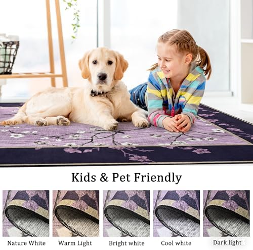 Foxmas 6x9 Purple Floral Area Rug