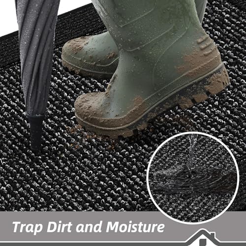 BEQHAUSE Indoor Door Mat 24" x 60", Dirt Trapper Door Mats, Black