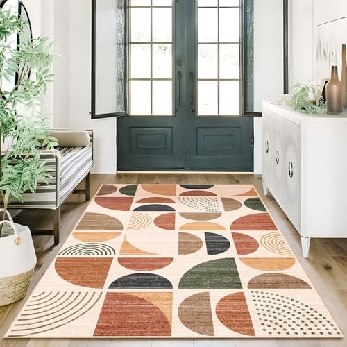 MUJOO 3x5 Rug Washable,Boho Area Rugs Small Non Slip Modern Abstract