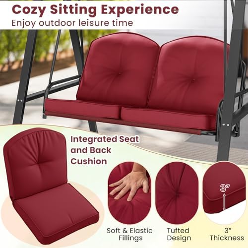 Tangkula 2 Person Porch Swing, Patio Swing with Adjustable Canopy, Heavy-Duty...