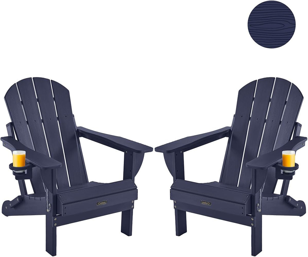 Ciokea Folding Adirondack Chairs Set of 2, Patio Adirondack Chair Weather Res...